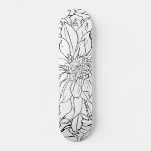 Zwarte en Witte Dahlia Flower Skateboard