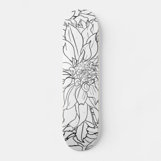 Zwarte en Witte Dahlia Flower Skateboard (Voorkant)