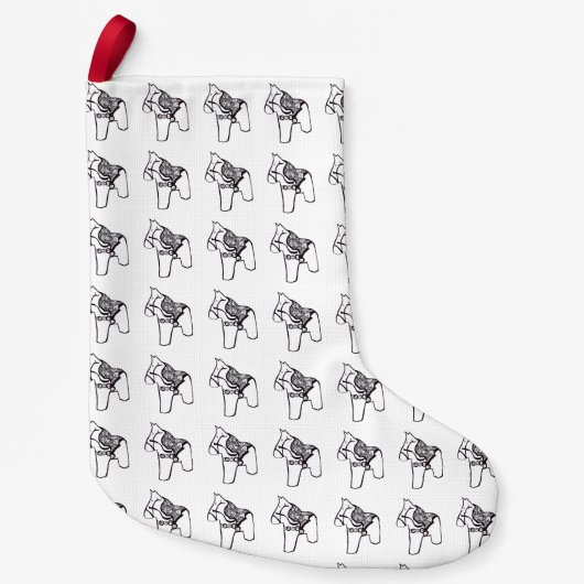 Zwarte en witte Dala Horse Kleine Kerstsok (Voorkant)