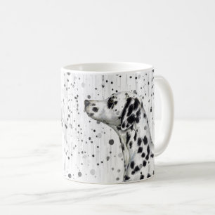 Zwarte en witte dalmatische hond koffiemok