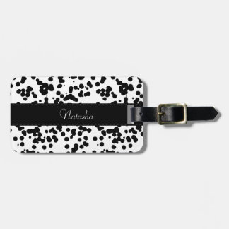 Zwarte en witte Dalmatische Spots Bagagelabel
