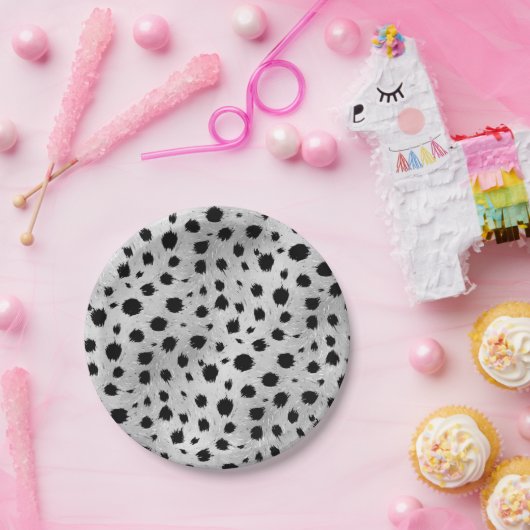 Zwarte en witte Dalmatische Spots Pattern Papieren Bordje (Feest)