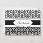 " zwarte en witte " damask bruiloft nodigt uit kaart (Voorkant)