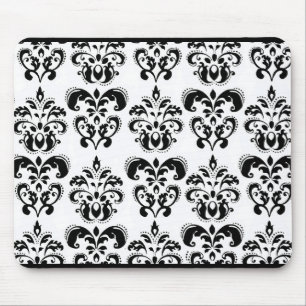 ZWARTE EN WITTE DAMASK MUISMAT