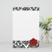 ZWARTE EN WITTE DAMASK, RODE WAXSEAL MONOGRAM BRIEFPAPIER (Staand voorkant)