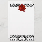 ZWARTE EN WITTE DAMASK, RODE WAXSEAL MONOGRAM BRIEFPAPIER (Voorkant / Achterkant)