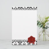ZWARTE EN WITTE DAMASK, RODE WAXSEAL MONOGRAM BRIEFPAPIER (Staand voorkant)