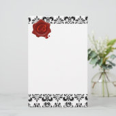 ZWARTE EN WITTE DAMASK, RODE WAXSEAL MONOGRAM BRIEFPAPIER (Staand voorkant)