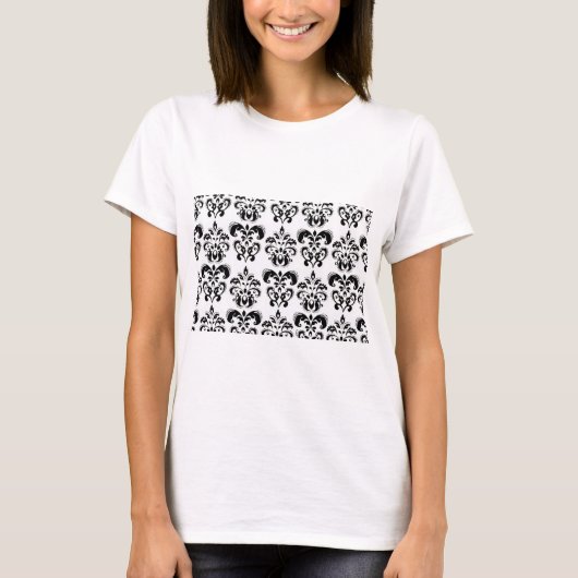 ZWARTE EN WITTE DAMASK T-SHIRT (Voorkant)