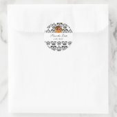 ZWARTE EN WITTE DAMASKMONOGRAM, geel agaat Ronde Sticker (Tas)