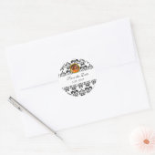 ZWARTE EN WITTE DAMASKMONOGRAM, geel agaat Ronde Sticker (Envelop)