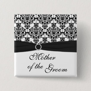Zwarte en Witte Damasmoeder van de Groom Pin Vierkante Button 5,1 Cm