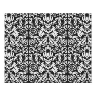 Zwarte en witte damasten kantbrokaat in vintage st perfect poster