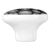 Zwarte en witte dandelion keramische knop (Zijkant)