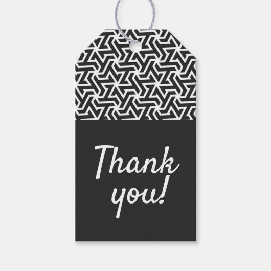 zwarte en witte dank cadeaulabel (Voorkant)