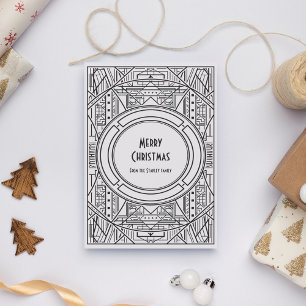 Zwarte en witte deco Merry kerst Feestdagenkaart