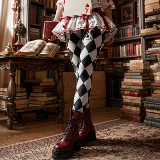 Zwarte en Witte Diamant Harlekijn Patroon Vintage Leggings