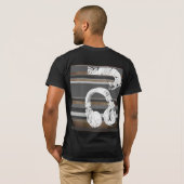 zwarte en witte DJ gestript T-shirt (Achterkant volledig)