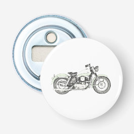 Zwarte en witte draagster motorfiets flesopening button flesopener