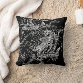 Zwarte en witte draak kussen