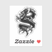 Zwarte en witte draak sticker (Vel)