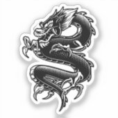 Zwarte en witte draak sticker (Voorkant)