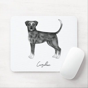 Zwarte en Witte Duitse Boxer Hond & Aangepaste Naa Muismat