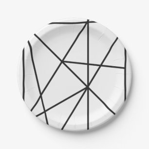 Zwarte en Witte Eenvoudige Geometrische Patroon Papieren Bordje