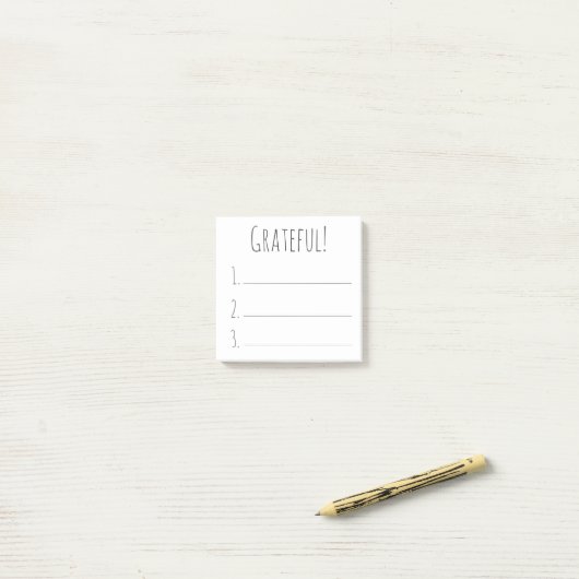 Zwarte en witte eenvoudige Grateful Gratitude-lijs Post-it® Notes (Op bureau)