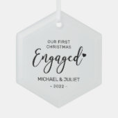 Zwarte en witte eerste kerstfeestjes glas ornament (Voorkant)