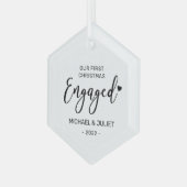 Zwarte en witte eerste kerstfeestjes glas ornament (Voorkant links)