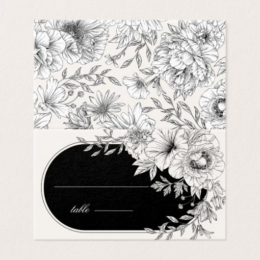 zwarte en witte elegant - twittertafel kaart (Buitenkant ongevouwen)