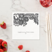 Zwarte en witte elegante  bruiloft servetten (Insitu)