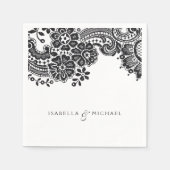 Zwarte en witte elegante bruiloft servetten (Voorkant)