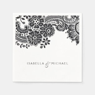 Zwarte en witte elegante  bruiloft servetten