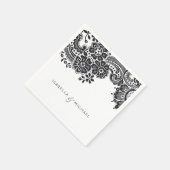 Zwarte en witte elegante  bruiloft servetten (Hoek)