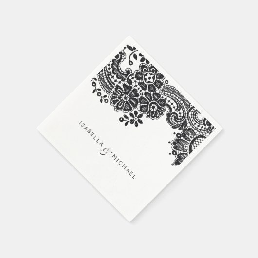 Zwarte en witte elegante  bruiloft servetten (Hoek)