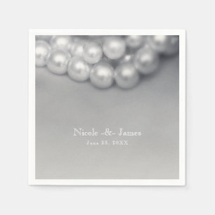 Zwarte en Witte Elegante Parels Chic Trouwen Servet