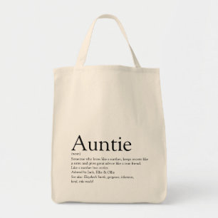 Zwarte en witte favoriete tante, definitie van tan tote bag