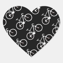 zwarte en witte fietsen hart sticker