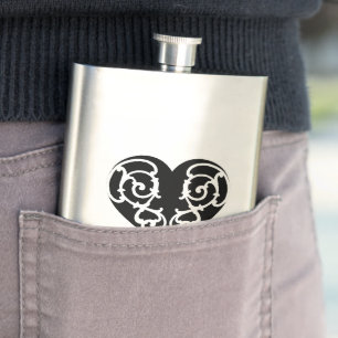 Zwarte en witte Filigree Heart Klassic Flask Flacon