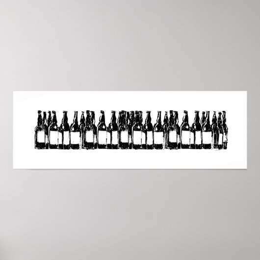 Zwarte en witte flessen bier, drink poster (Voorkant)