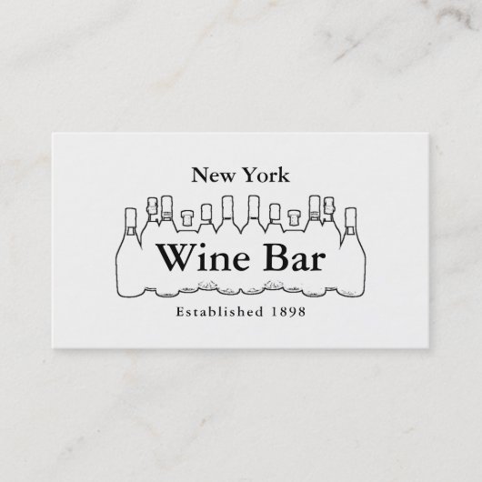 Zwarte en witte flessen, wijnstang/wijnmoer visitekaartje (Voorkant)