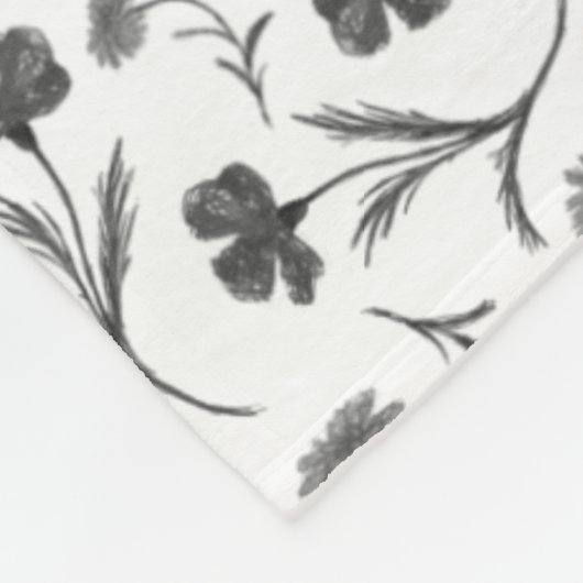Zwarte en witte flora - benaming en monogram fleece deken (Hoek)