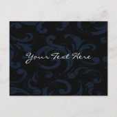 Zwarte en witte Floral Aankondigingskaart (Achterkant)