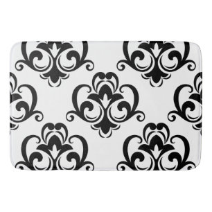 Zwarte en witte Floral Arabesque Badmat