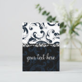 Zwarte en witte Floral Briefkaart (Staand voorkant)