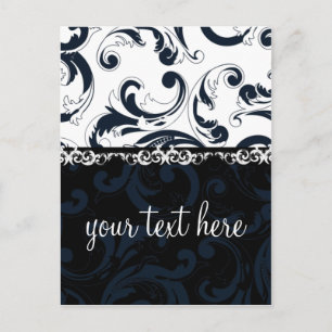 Zwarte en witte Floral Briefkaart