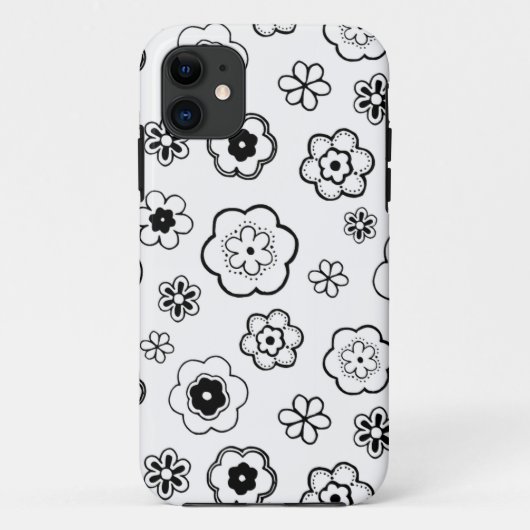 Zwarte en witte Floral Case-Mate iPhone Case (Achterkant)