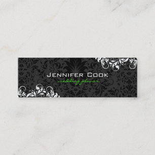 Zwarte en witte Floral Damaskers 4 Wedding Planner Mini Visitekaartje